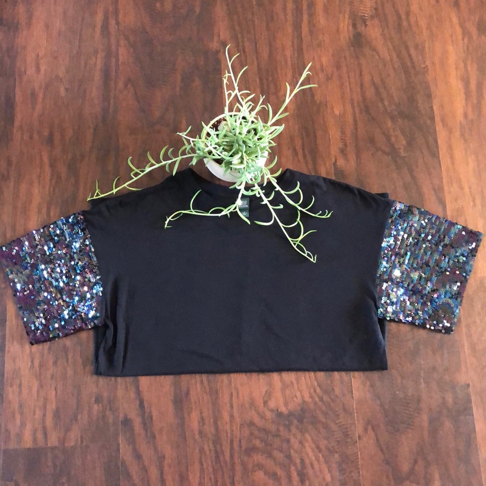 Sequined Sleeve Tee